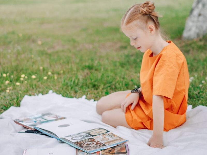 a girl reading a book